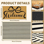 2 Pcs Coir Bow Welcome Mat Outdoor Stripe Layering Rug - Image 2