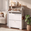 Nicetree 3 Flip‑Drawer Shoe Cabinet, Walnut Top, 9.5" Deep, Light White by Nicetree
