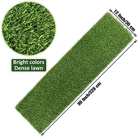 Kesfey 12 x 90 Inch Artificial Faux Grass Table Runner Green - Image 3