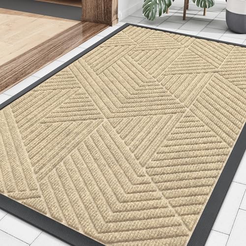 Smiry Front Door Mat Outside Entrance, Low Profile Rubber Doormat by Smiry