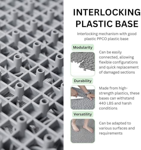 Plastic Interlocking Deck Tiles, 60 Pack, Pebble Design 12"x12" Waterproof - Image 5