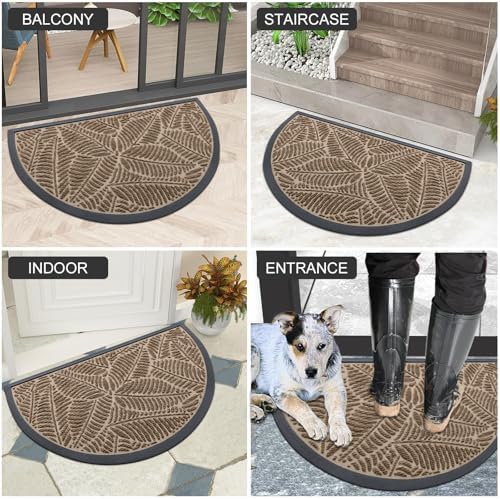 Colorxy Half Circle Waterproof Door Mat, Sturdy Rubber Doormat - Image 6