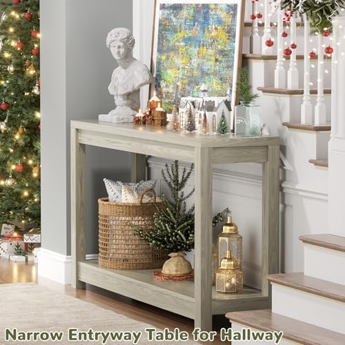 Besiost Small Farmhouse Wood Entryway Table Narrow Console Table - Image 4