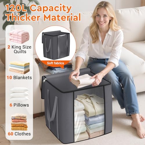 TasticTotes 120L Extra Large Blanket Clothes Storage Bags, 1 Pack - Image 3