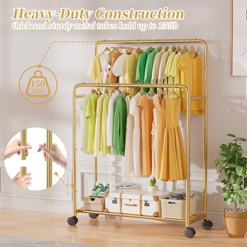 Simple Trending Clothing Clothes Rack Double Rods - Image 6