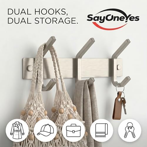 Small Coat Rack Wall Mount – Brushed Nickel 9 Inch Stainless Steel Hook Rail - Image 4