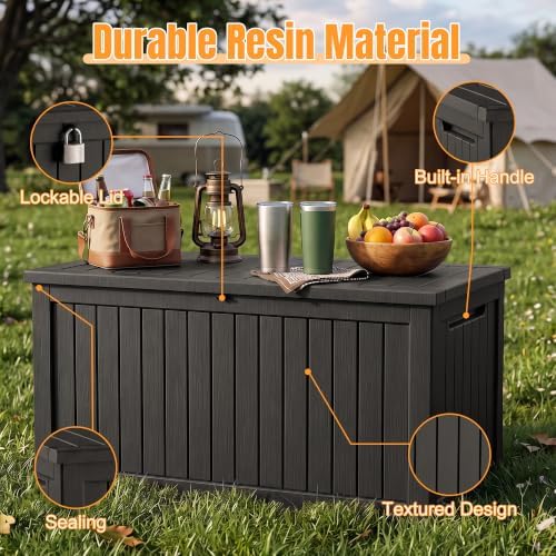 Outdoor Storage Box, 360 Gallon Waterproof Resin Deck Box - Image 3