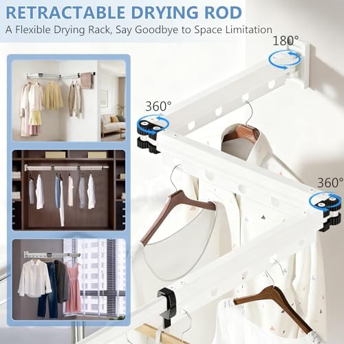 Clothes Drying Rack Wall Mounted, 3-Fold Space-Saving Drying Rack Clothing - Image 7