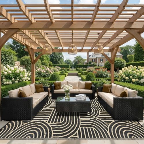 Garvee Reversible Rainbow Outdoor Rug 9x12 by Garvee