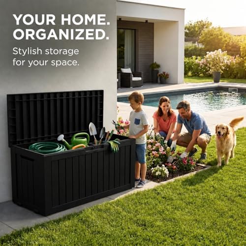 LAUSAINT HOME 260 Gallon Resin Deck Box, Outdoor Toy Storage Box, Package - Image 4