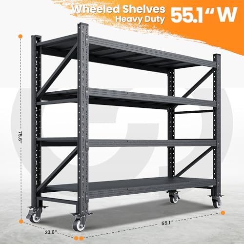 55.1” Wide Heavy Duty Metal Garage Shelving, Steel Shelf - Image 3