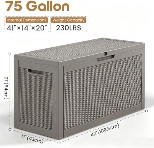 Outdoor Storage Box Waterproof, 75 Gallon Deck Box - Image 2