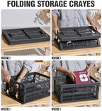HUUSMOT 2-Pack Collapsible Plastic Storage Baskets, Dark Grey - Image 4