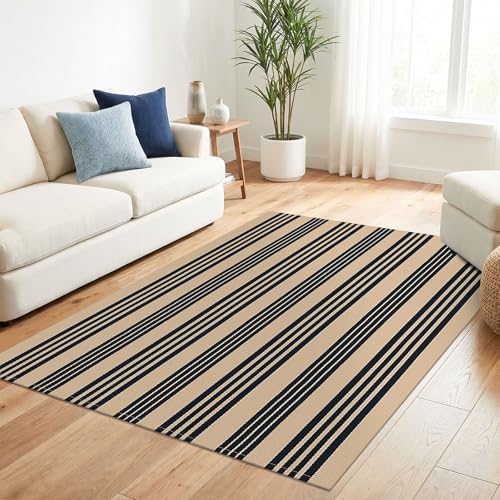 KILOCOCO Striped Rug 4x6 ft Washable Woven Front Door Rug - Image 6