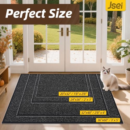 JSEI Dirt Trapper Door Mat 36" x 60", Non-Slip Washable Doormats - Image 2