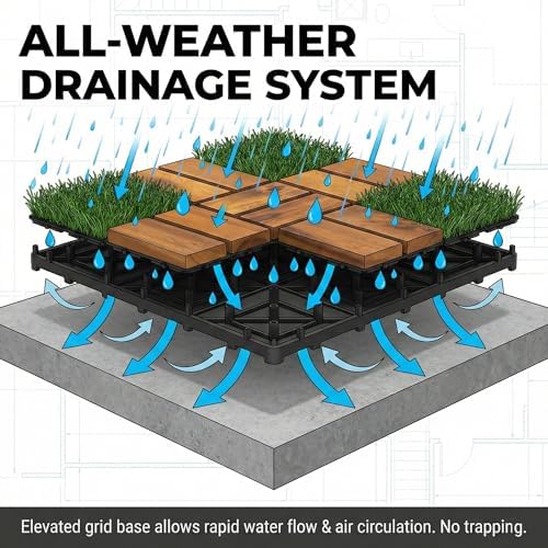10 Pack Interlocking Deck Tiles, Weather Resistant Outdoor Flooring - Image 3