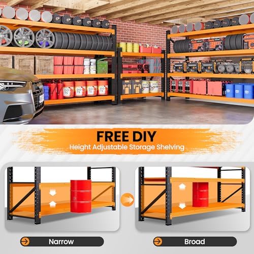 71.3” Wide Heavy Duty Metal Garage Shelving, Adjustable Storage Shelf - Image 4