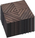 PrimeZone 81 PCS Solid Acacia Wood Interlocking Patio Deck Tiles Outdoor by PrimeZone