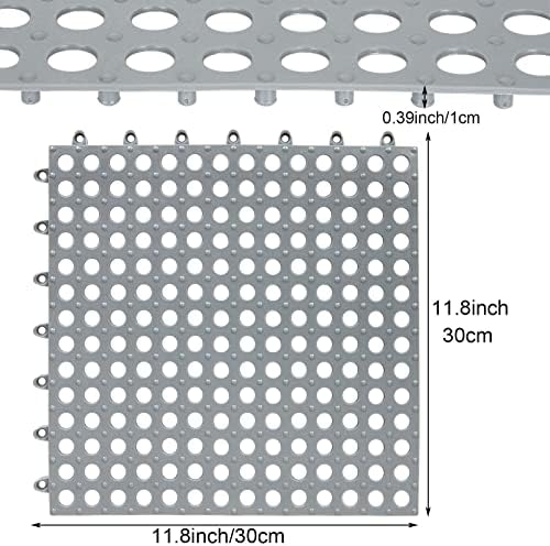 16 Pack 11.8" x 11.8" Interlocking Rubber Floor Tiles Soft PVC Non Slip Shower - Image 2