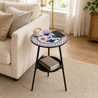 2-Tier Metal Outdoor Side Table 13.5" Round End Table - Image 2