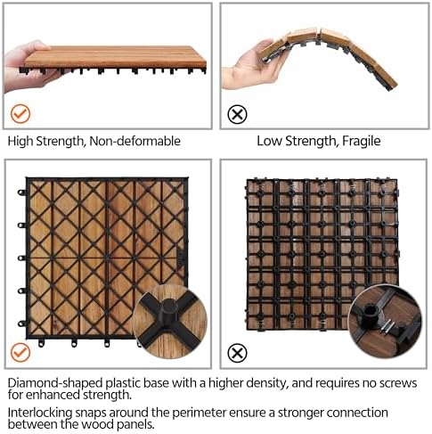 Yaheetech 108PCS Deck Tiles Acacia Wood Interlocking Outdoor Flooring - Image 6