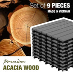 Acacia Wood Interlocking Deck Tiles, Patio & Backyard Tile, 12 in - Image 6