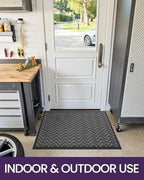 DEXI Front Door Mat Outside Entrance 17x29 Rubber Entry Doormat Dark Grey - Image 2