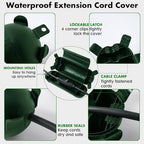 2 Pack Green Outdoor Extension Cord Cover IP44 Waterproof Box - Image 3