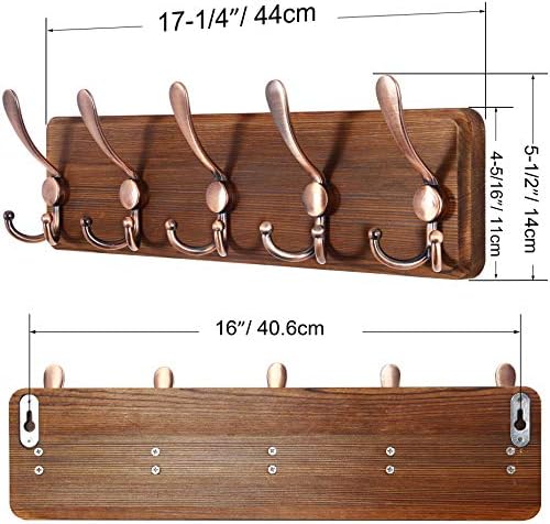 SKOLOO Rustic Pine Wood Wall Coat Rack - Image 4