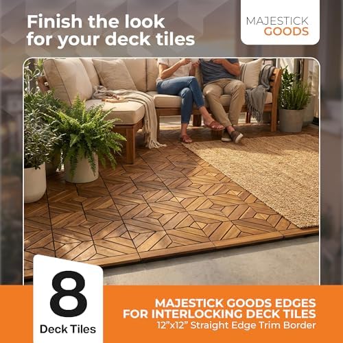 Majestick Goods 8-Pack Acacia Wood Straight Edge Interlocking Deck Tiles - Image 6
