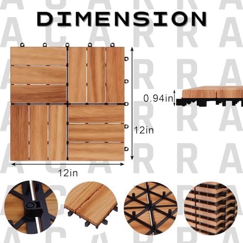 Golden Select 12" x 12" Interlocking Deck Tiles, Waterproof UV Resistant - Image 2