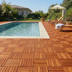Tranquillo Interlocking Deck Tiles 12”x12”, Acacia Wood Patio Tiles, Waterproof - Image 3