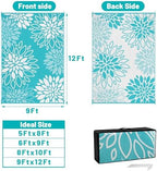 HEBE Waterproof Outdoor Rug 9'x12', Floral Reversible Plastic Patio Rug - Image 2