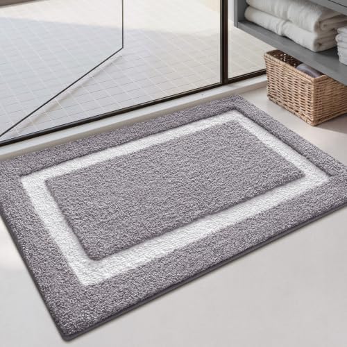 Color&Geometry Gray Bathroom Rugs 36x24, Extra Soft Absorbent Microfiber Bath by COLORG