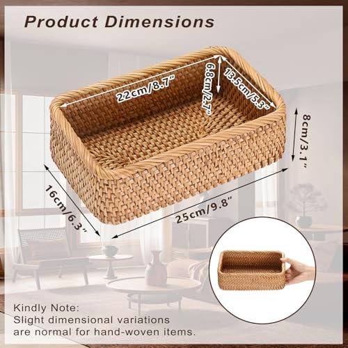 BTSKY Small Remote Basket for Coffee Table Entryway Living Room 9.6''x6.5'' - Image 3