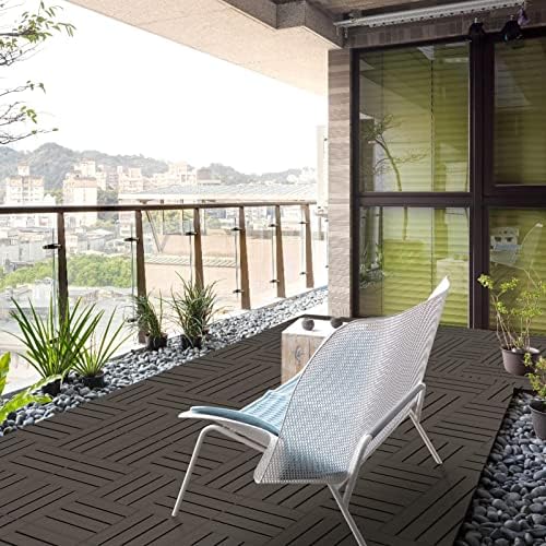 Goovilla Plastic Interlocking Deck Tiles, 9 Pack, Dark Coffee - Image 5