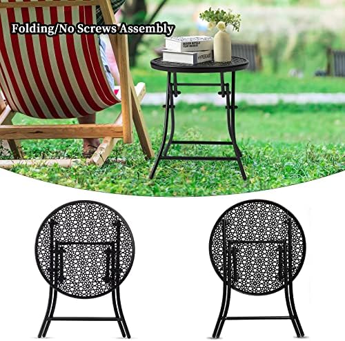 TeoKJ Folding Small Outdoor Side Table, No Assembly Patio Metal Desk - Image 5