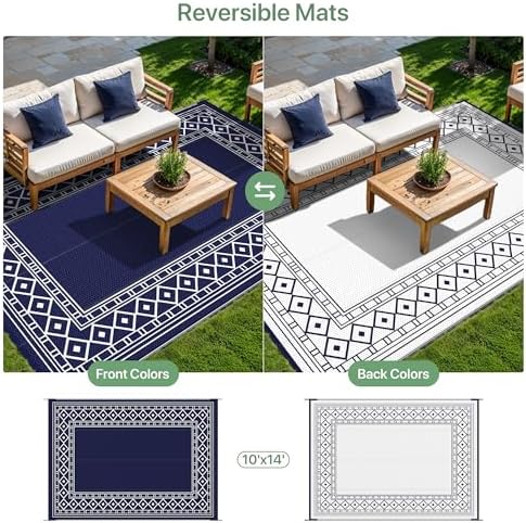 GENIMO Outdoor Rug, Waterproof Plastic Rugs 10'x14' - Image 4