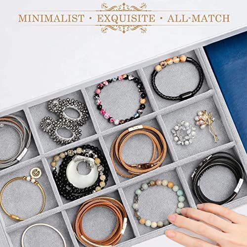 Emibele Bracelets Organizer Jewelry Tray, 12 Grids Velvet Tray Storage - Image 6