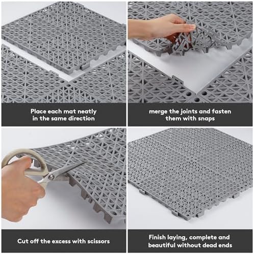 12PCS Interlocking Drainage Mat, Cushioning Floor Tiles Mats - Image 3