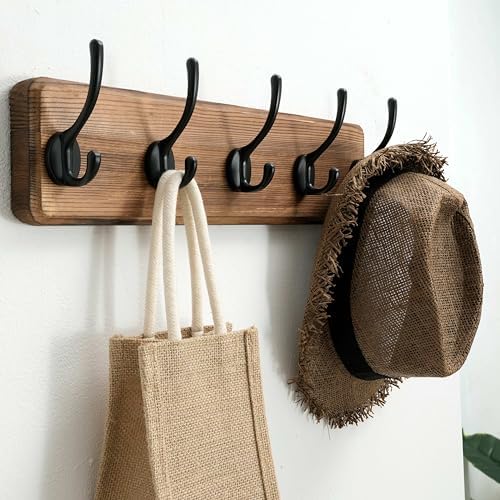 SKOLOO Rustic Coat Rack Wall Mount, 5 Hooks, 17 Inch, Solid Wood - Image 3
