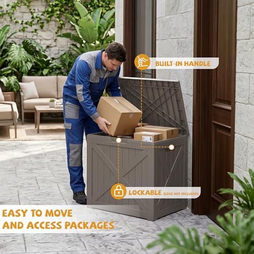 40 Gal Outdoor Storage Box Waterproof Lockable Deck Boxes Grey - Image 6