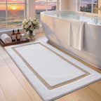 Color&Geometry White Bathroom Rugs 43x24, Extra Soft Absorbent Microfiber Bath by COLORG
