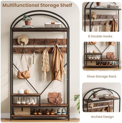 Garvee Coat Rack with Shoe Storage, 16 Hooks, Entryway Organizer - Image 3