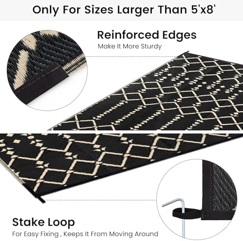 Smiry Outdoor Rug 8x10 ft Waterproof Reversible Boho Mat - Image 4