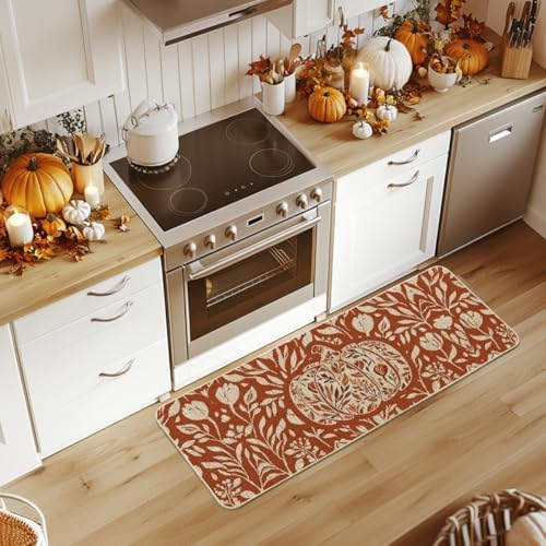 Artoid Mode Orange Flower Pumpkin Fall Doormat 24x59 Inch - Image 4