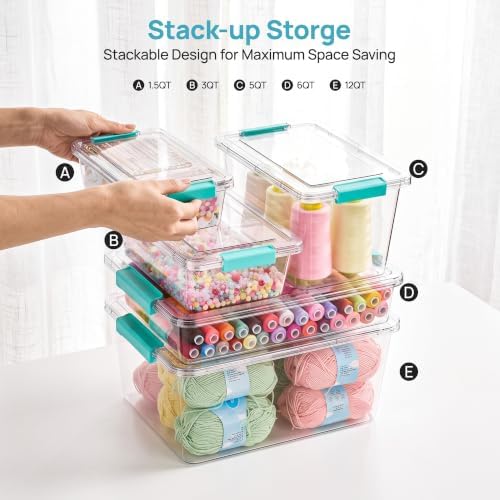 Vtopmart 6 Pack 12 Qt Clear Craft Storage Bins - Image 5