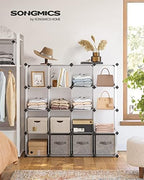 SONGMICS 16 Cube Storage Organizer，Plastic stackable cube shelf - Image 2