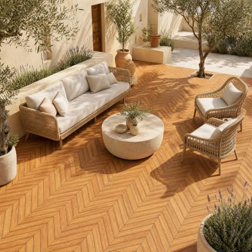 Goplus 30-Pack Acacia Wood Interlocking Deck Tiles - Image 3