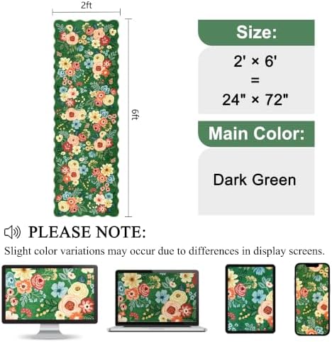 DUKINO 2x6 Runner Rug, Floral Washable Rug - Image 2